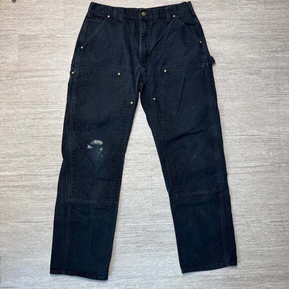 Carhartt B01 BLK Mens 34x32 Double Knee Pants Canvas Workwear Tough Original Fit - Picture 1 of 7